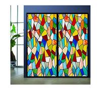 Siunwdiy Película de privacidad para Ventanas de Vidrio, películas de Cristal de Ventana Falsas manchadas escarchadas, Pegatina de Vidrio de vidrieras de Iglesia Retro,#01,45x70cm(18"x28")