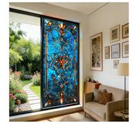 Siunwdiy Película de privacidad Ventanas con Arco Iris de vidrieras Plomo en Forma de Diamante película de Vidrio Decorativa no Adhesiva para Dormitorio Sala de Estar,Color 9,80x120cm