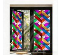 Siunwdiy Película de Ventana Decorativa 3D Vidrio Coloreado Estilo geométrico Protección contra miradas indiscretas para Puerta de Entrada de casa,Color 7,50x200cm