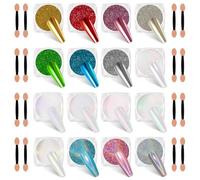 SIUSIO 16 Jars Chrome Nail Powder Nail Art Glitter Decoration Metallic Mirror Effect Holographic Aurora Pearl Mermaid White Pigment Powder Kit for Resin Craft Nail Art - Aurora Phantom