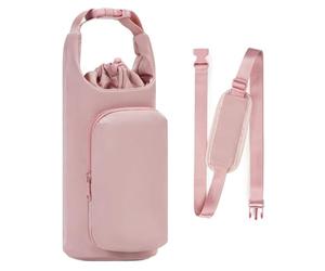 SIUSYACI Bolsa de transporte para botellas de agua, correa de mano ajustable para hombro, cubierta aislada para botellas de acero inoxidable, vidrio y plástico (rosa)