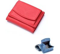 SIUSYACI Cartera organizadora de bolsillo con tarjetero de piel auténtica, mini cartera de bolsillo con monedero, Rojo -, Moda