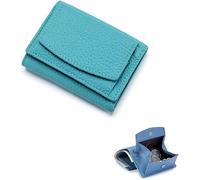 SIUSYACI Cartera organizadora de bolsillo con tarjetero de piel auténtica, mini cartera de bolsillo con monedero, Azul-cielo, Moda