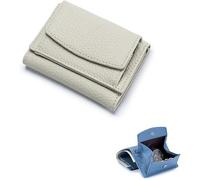 SIUSYACI Cartera organizadora de bolsillo con tarjetero de piel auténtica, mini cartera de bolsillo con monedero, Blanco, Moda