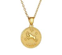 SIUSYACI Collar de acero inoxidable con 12 constelaciones del zodiaco redondo, colgante de signo de estrella, horóscopo, regalo de cumpleaños, One Size, Acero aleado, No es una piedra preciosa