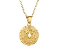 SIUSYACI Collar de acero inoxidable con 12 constelaciones del zodiaco redondo, colgante de signo de estrella, horóscopo, regalo de cumpleaños, One Size, Acero aleado, No es una piedra preciosa