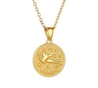SIUSYACI Collar de acero inoxidable con 12 constelaciones del zodiaco redondo, colgante de signo de estrella, horóscopo, regalo de cumpleaños, One Size, Acero aleado, No es una piedra preciosa