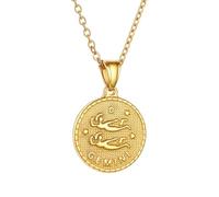 SIUSYACI Collar de acero inoxidable con 12 constelaciones del zodiaco redondo, colgante de signo de estrella, horóscopo, regalo de cumpleaños, One Size, Acero aleado, No es una piedra preciosa