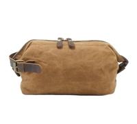 SIUSYACI Neceser de lona y cuero para hombre, para viajes, gran capacidad, Caqui, De alta calidad