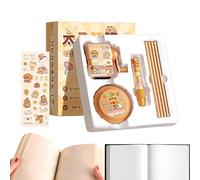 Siuwddee Juego de escritura para estudiantes, bonito diseño de dibujos animados, motivación para el aprendizaje, incluye sacapuntas aspiradora eléctrica, goma de borrar para estudiantes