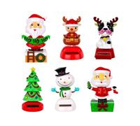 Siuwddee Juguete De Cabeza Bailarina Navideño | 6 Piezas Figuras De Papá Noel Navideñas con Energía Solar,Muñeca Bailarina Que Mueve la Cabeza para Coche,para Dormitorio Oficina Fiesta Escritorio