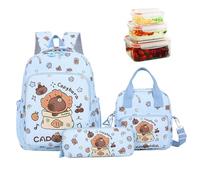 Siuwddee Mochila Capibara para Niñas,Estuche Para Lápices De Capibara Y Lonchera - Set Lonchera Estetica Adulto Adolescente Colegio Picnic Escolar