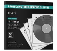 Siveit Fundas interiores para discos de vinilo, paquete de 50 fundas interiores protectoras de vinilo antiestático para proteger tus álbumes LP de arañazos, polvo y suciedad, cubiertas de disco de