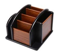 Siveit Organizador de escritorio de madera, organizador de escritorio de madera, organizador de almacenamiento de suministros de oficina, organizador de almacenamiento de control remoto (organizador