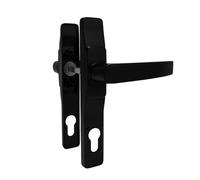 Sivenci - Juego de Manillas para Puerta Exterior/Interior con Bocallave | Juego de Tirador de Aluminio Reforzado con Embellecedor Oculta Tornillos de Fijación | Cuadradillo de 8 mm | Color Negro