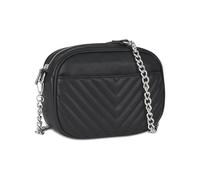 SIVENKE Damen Handy Umhängetasche Klein PU Leder Crossbody Bag Damen Schultertasche Handytasche Stylisch Handtasche Damen mit Abnehmbar Schultergurt, Negro y plateado., 21 x 7 x 17 cm