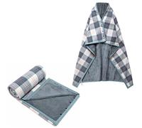 SIVENKE Poncho Mujer Invierno 2 en 1, Manta Bufanda con Botones a Presión - Forro Polar Cálido y Suave, Capa Térmica Versátil para Casa, Oficina, Camping - Chal de Cuadros Ideal para Regalo