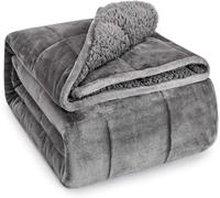Sivio Manta con peso para adultos, manta pesada de sherpa de 9 kg con franela suave reversible, tamaño queen, manta con peso extra cálida y esponjosa, 150x200 cm de doble cara, gris