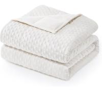Sivio Minky Dot Manta Ponderada para Adultos Queen Size 7 kg, Manta Pesada Suave para Estrés y Sueño, Transpirable 4 Estaciones con Perlas de Vidrio, Blanco 120 x 180 cm