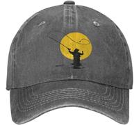 SIVMZFYQEL Gorra de béisbol clásica Pesca con Mosca Sunrise Unisex Freetime Distressed Denim Lavado Vintage Entrenamientos al Aire Libre Regalo Snapback