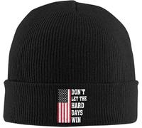 SIVMZFYQEL Gorro de Punto de Invierno Fresco de Punto para Hombres y Mujeres con Bandera clásica de EE. UU. No Dejes Que ganen los días difíciles
