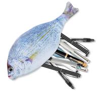 SIVZUMO 1 pcs Estuche de Lápices de Pez Divertido Bolsa de Bolígrafos de Pescado Novedosa Monedero de Pez de Forro Acolchado de Espuma Gruesa