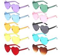 SIVZUMO 10 Pares Gafas de Sol Corazón, Gafas de Fiesta Retro Vintage para Despedida de Soltera, Boda y Carnaval, Accesorios Photocall Divertidos Multicolores para Mujer y Hombre, Pack de 10 Unidades