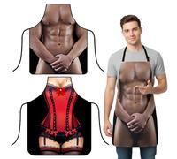SIVZUMO 2 Pcs Delantal cocina Hombre Mujer, Delantal gracioso hombre, Delantal Divertido de Cocina Impermeable para Hombre Mujer Delantales para Restaurante Barbacoa Cocinar Hornear - Estilo 1