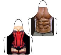 SIVZUMO 2 pcs Delantal de Cocina Divertido Delantal de Cocina Creativo Sexy Delantal de Cocina Divertido Delantal de Barbacoa para Hombres Regalo de Barbacoa para Hombres Mujeres