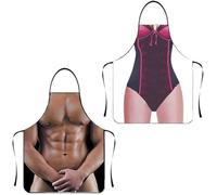 SIVZUMO 2 pcs Delantal de Cocina Divertido Delantal de Cocina Creativo Sexy Delantal de Cocina Divertido Delantal de Barbacoa para Hombres Regalo de Barbacoa para Hombres Mujeres