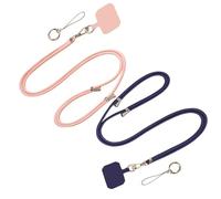 SIVZUMO Cordon para Movil Universal 2 pcs, Correa Ajustable de con 2 Parches Duraderos, Colgante para Teléfono Compatible con Todos Los Teléfonos Inteligentes - Rosa + Azul marino