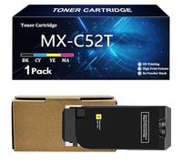 SIWANYS MX-C52T Cartucho de Tóner de Repuesto para Sharp MX-C52T MX-C52TB MX-C52TC MX-C52TY MX-C52TM para Sharp MX-C428F MX-C528F Impresora con Chip,Yellow-1 Pack