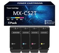 SIWANYS MX-C52T Cartucho de Tóner de Repuesto para Sharp MX-C52T MX-C52TB MX-C52TC MX-C52TY MX-C52TM para Sharp MX-C428F MX-C528F Impresora con Chip,4 Color-4 Pack