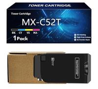 SIWANYS MX-C52T Cartucho de Tóner de Repuesto para Sharp MX-C52T MX-C52TB MX-C52TC MX-C52TY MX-C52TM para Sharp MX-C428F MX-C528F Impresora con Chip,Black-1 Pack