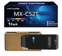 SIWANYS MX-C52T Cartucho de Tóner de Repuesto para Sharp MX-C52T MX-C52TB MX-C52TC MX-C52TY MX-C52TM para Sharp MX-C428F MX-C528F Impresora con Chip,Cyan-1 Pack