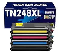 SIWANYS TN248XL - Juego de cartuchos de tóner de alto rendimiento para Brother HL-L3240CDW MFC-L3760CDW DCP-L3560CDW, negro, 3000 páginas, color 2300 páginas, repuesto para TN248 BK C M Y