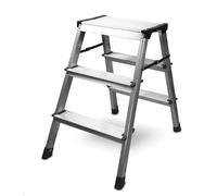 Siwitec - Escalera Plegable de Aluminio Con 2 x 3 Peldaños, Accesible en Ambos Lados, Para Uso Doméstico Hasta 150 kg, Con Certificación TÜV