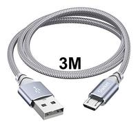 Siwket - Cable micro USB 3M, cable de carga USB A a micro trenzado de nailon, cable de carga Android compatible para Samsung Galaxy S7 S6 Edge J7 J5 J3, Redmi Note 5, Huawei, Sony, LG, Kindle, PS4