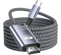 Siwket Cable trenzado USB tipo C a HDMI 5 m (4K a 60 Hz), compatible con Thunderbolt 3 para iPhone 15, MacBook Pro/Air 2021, iPad Pro,Samsung Galaxy S22/S23 Ultra, Huawei P50,TV, tableta
