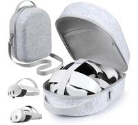 Siwket Funda de transporte grande compatible con auriculares Meta Quest 3S/Quest 3 oficiales originales/Elite Strap VR, funda portátil Travel Vision Pro para controladores táctiles, accesorios