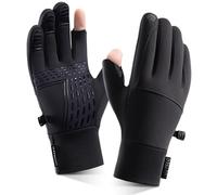 SIWOKJJO Guantes cálidos resistentes al viento y al agua con puntera para el dedo, 1 par de guantes de bicicleta, 2 dedos, resistentes al viento, impermeables, para correr, ciclismo, conducción,