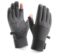 SIWOKJJO Guantes cálidos resistentes al viento y al agua con puntera para el dedo, 1 par de guantes de bicicleta, 2 dedos, resistentes al viento, impermeables, para correr, ciclismo, conducción,