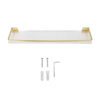 SIWOTED Bathroom Floating Shelf Space Aluminum Acrylic Wall Mounted Storage Rack Organizer for Kitchen Living Room Bedroom (Oro)