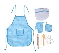 SIWOTED DIY Kid Cooking Baking Set Kitchen Role Play Apron Children Cooking Toys Gift (blue dot)