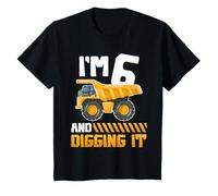 Six 6yr 6th Birthday Construction Boys Girls 6 Years Old Camiseta
