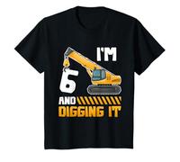 Six 6yr 6th Birthday Construction Boys Girls 6 Years Old Camiseta