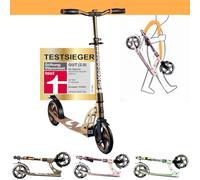 Six Degrees Patinete de aluminio con mecanismo plegable y soporte, 205 mm, altura regulable, certificado GS Golden Dusk, ganador de la prueba