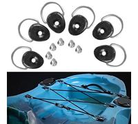 Six For Kayak Paddle D Rings with Stainless Steel Shackle Tie Down Loops for Boat Canoe Fishing Rigging Nylon Buckle Hardware Pack