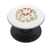 Six Geese A-Laying Doce Días de Navidad Lindo Adorable PopSockets PopGrip Adhesivo