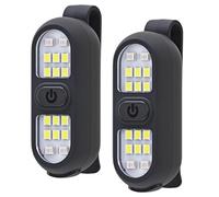 Six Peaks Juego de 2 luces LED con clip, luz intermitente de seguridad recargable impermeable para correr, ciclismo, senderismo, caminar, camping, noche al aire libre, manos libres, color negro